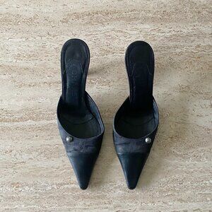 Vintage Chanel Travel Line CC Canvas Matelasse Mule Heels